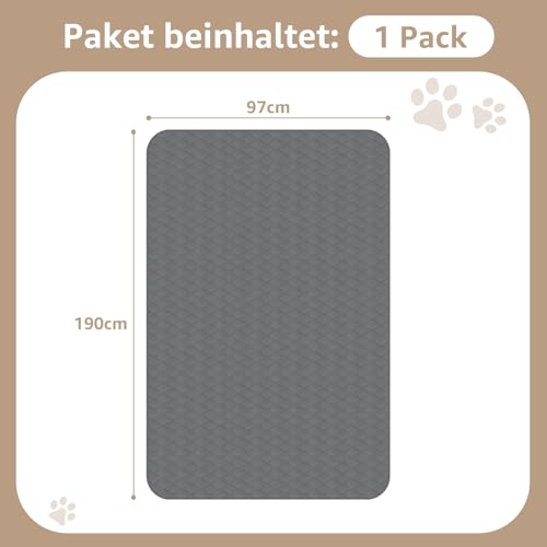 PICK FOR LIFE Hundedecke wasserdichte Waschbare Hunde Decke Wendbare Weiche Welpendecken für Bett Sofa Auto Grau (1 Pack, 97x190cm)