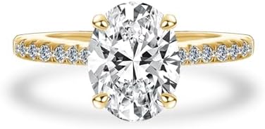 2.0CT Oval Cut Moissanite Engagement Ring, Lab Created D Color VV...