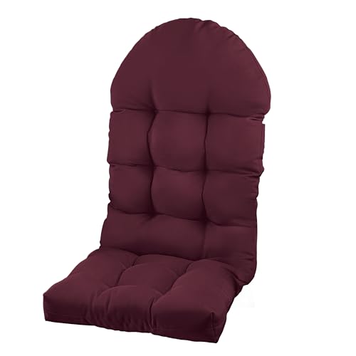 Image of Adirondack Chair Cushion, Rocking Chair Cushion 44x19.4x4 inch, High Back Patio Cushions of Upper and Lower with Ties, Sunscreen and Fade-Resistant (Beaujolais, 1)