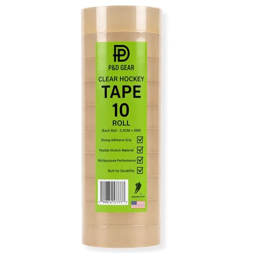 P&D Gear Clear Hockey Tape 10 Pack – Premium Multipurpose Sock & Equipment Tape for Hockey Players – Strong Adhesive, Easy to Stretch & Tear, Durable Grip for Shin Guards, Socks, Pads & Gear (10 Pack)