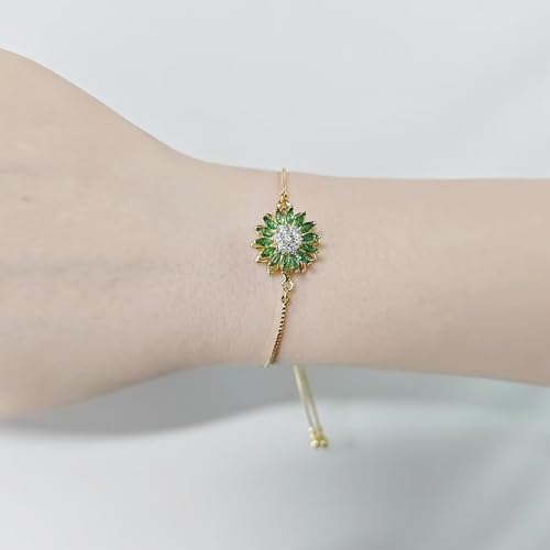 Sunflower Mood Bracelet for Women Spinning Bracelet for Anxiety Adjustable Flowers Rhinestone Fidget Bracelets Sparkly Sunflowers Wrist Bracelets Statement Worry Relieving Jewelry Accessories2