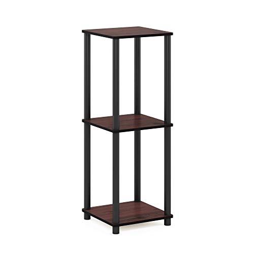 Furinno TURN-N-TUBE Side Table Set of 2, 2-Tier Stackable End Table with Open Shelf, Toolless Night Stand, Bedside Table, for Living Room, Bedroom, Dark Cherry