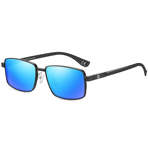 Image of DUCO Retro Rectangular Polarized Sunglasses for Men Trendy Carbon Fiber Shades