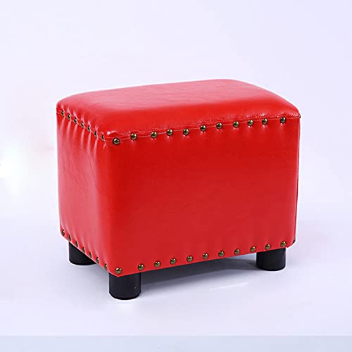 GVBJIUAXJM Reposapiés para Sala de Estar, Taburete Vintage tapizado con Remaches, puf de Cuero sintético, Taburete de Madera para Sala de Estar, Dormitorio, sofá, Banco, Asiento, Taburete de