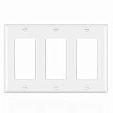 Decorator Wall Plates 3-Gang Switch Outlet Electrical Cover Pate Unbreakable Thermoplastic Faceplate for Light Receptacle Outlet Switch, White (5 pack)
