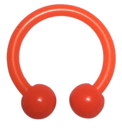 アクリルボディピアス サーキュラーバーベル 16G 内径 10mm ファーストピアス 眉 軟骨 リップ ボール 安い 可愛い アクセサリー プラスチック 金属アレルギー対応 (オレンジ)