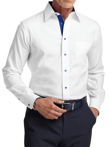 Paul Fredrick Men's Slim Fit Comfort Stretch Non-Iron Solid Dress Shirt2