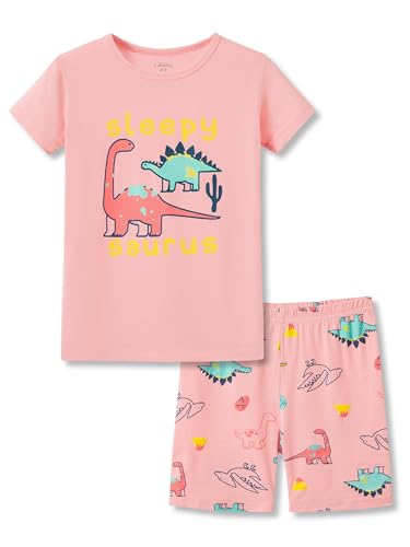 Tebbis Snug-Fitting Unisex Pajamas for Boys & Girls – Dino/Stripe PJs Soft Modal Fiber Toddler Little Jammies Size 2T-7