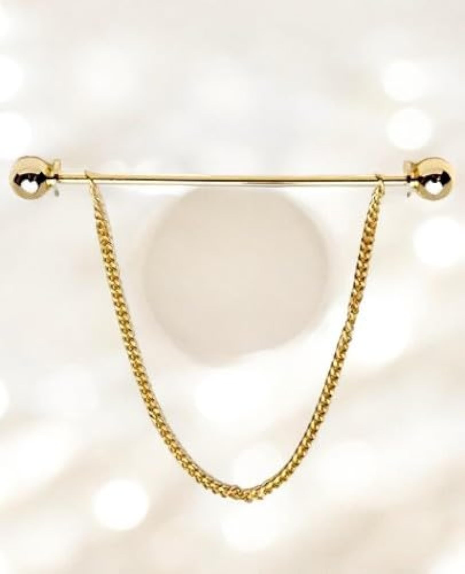 Golden Collar Bar with Removable Chain for Men & Women, Gift Box
