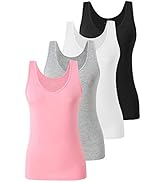 Xelky Womens 4 Pack Tank Tops V Neck Undershirt Lightweight Plain Sleeveless Shirts Stretch Basic...