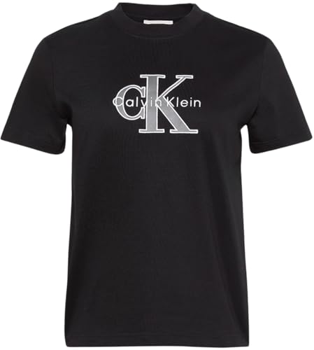 Calvin Klein Damen T-Shirt Kurzarm Hero Classic Monologo Tee mit Rundhalsausschnitt, Schwarz (Black), 3XS – Ansicht 6
