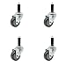 Stainless Steel Polyurethane Swivel Expanding Stem Caster Set of 4 w/3" x 1.25" Gray Wheels and 1" Stems - Includes 4 Swivel - 1200 lbs Total Capacity - Service Caster Brand