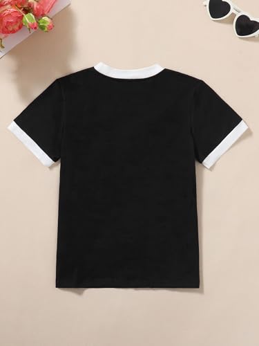 Image of Girls' Graphic Tees Summer Cute Tops Casual Short Sleeve Crew Neck T Shirts