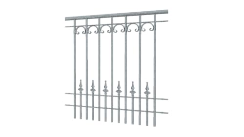 ELEO Geländer Lucca verzinkt - 90 x 96 cm Brüstungsgeländer für außen handgeschmiedet Schmiedeeisen - Geländer aus Metall rostfrei wie Edelstahl romantisch - stabil für Balkon oder Terrasse