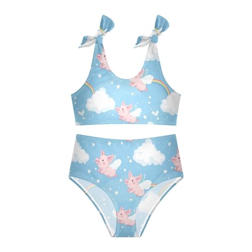 Wusikd Pink Piglets Wings Girls Swimsuits Two Piece Cute Swimwear Bikini Set for for Girls Size 3T3