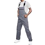 XJYPUU2 Men's Utility Jumpsuit Overalls Casual Streetwear Fashion Adjustable Straps Workwear Outdoor Jumpsuits with Pockets Grey