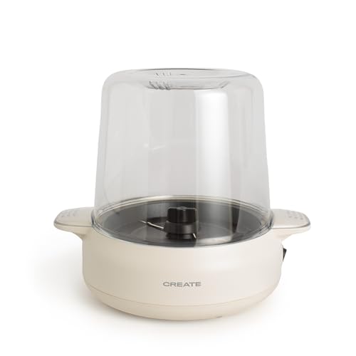 CREATE/POPCORN MAKER STUDIO/Máquina de palomitas con fundidor de mantequilla Blanco Roto/Fácil de usar, Hasta 100g de maiz, Palomita en 5 min, Palomitas dulces o saladas, 500W