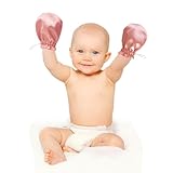 Heyshapeing 1 Pair Satin Eczema Gloves for Babies Kids Eczema Mittens Anti Scratch Eczema Relief Hand Gloves Adjustable (Pink)