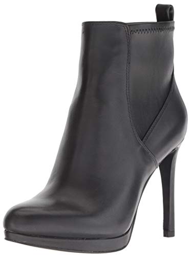 NINE WEST Women's QUILLIN Leather Ankle Boot, Black, 9 M US