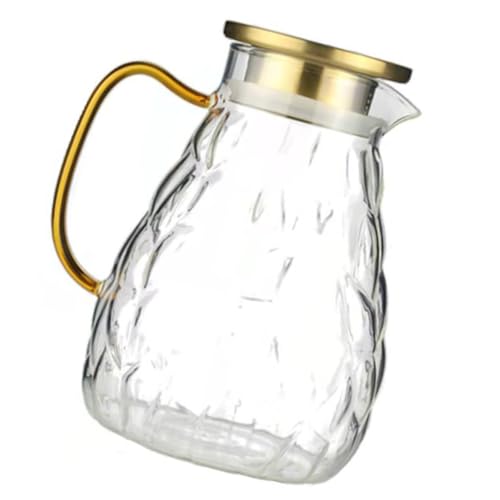 TOYANDONA Jarra de Vidrio Transparente para Agua Fría 1800Ml Tetera Grande Resistente al Calor Jarra de Jugo Estilo Europeo para Oficina y Hogar