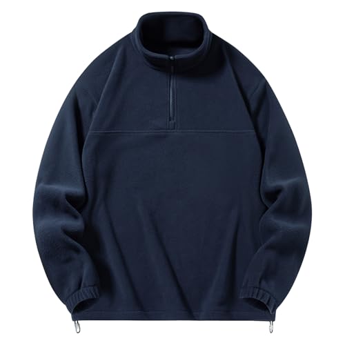 Pull manches longues couleur unie avec col montant zippé décontracté - 3