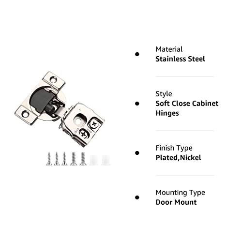 10 Pack 1" Soft Close Cabinet Hinge-Cabinet Door Hinge -Kitchen Cabinet Hinge-Cabinet Hardware-3 Way Adjustable Door Hinges-Overlay Hinge #TOP7