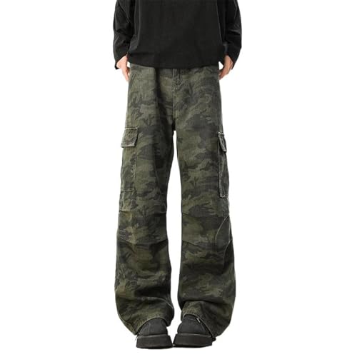 Pantalon cargo hip-hop droit camouflage militaire streetwear homme tendance