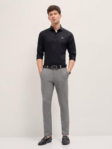Image of THE BEAR HOUSE Men's Blue Regular Fit Formal Trouser