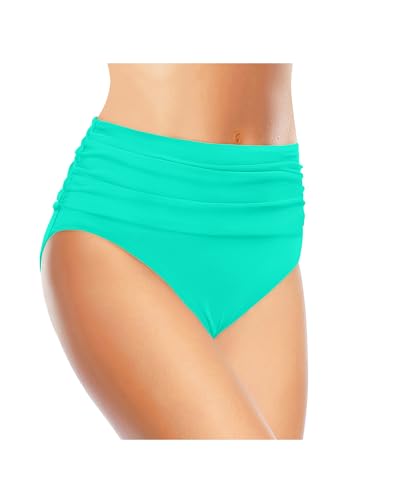 Image of Tempt Me Women's High Waisted Bikini Bottom Tummy Control Ruched Bathing Suit Swim Bottom