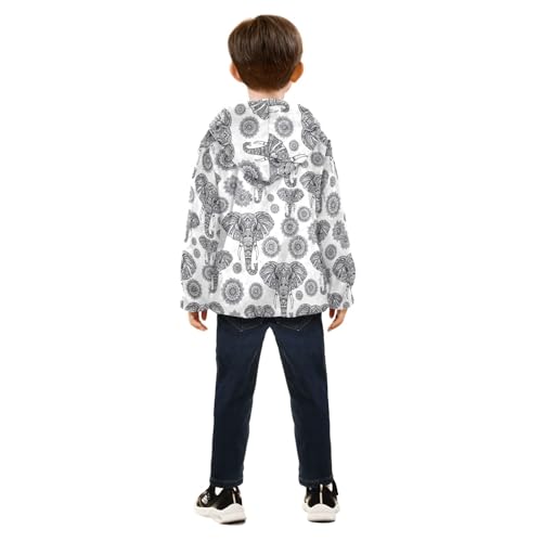 CHIFIGNO Grey Elephant Toddler Zip up Hoodie Fleece Jacket for Fall Winter 3T4
