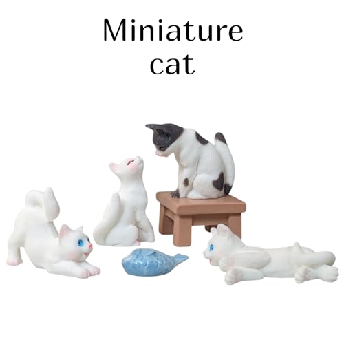 Image of ZWIK Miniature Cat Set for Home Decor | Car Dashboard Decoration | Unique Couple Gifts | Office Desk Showpieces |Cat Lover Resin Figurines Items|(Pack of 4)