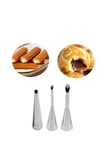 Boquilla de relleno de rosquilla, punta larga para rellenar puffs de crema, eclairs, donas, boquilla de relleno de churrera churros, 3 piezas