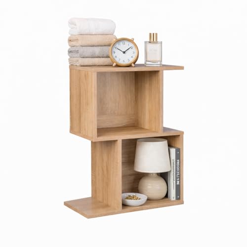 Image of 2 Cube Storage Organizer Wooden Bookshelf, 2 Cube Shelf Bookcase, Small Bookshelf Storage Organizer, 2 Cube Storage Shelf for Bedroom, Small Bookshelf for Living Room and Office (Natural, 2 Tier)