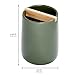 iDesign Ceramic Earth Collection Toothbrush Holder with Paulownia Wood Divider, Moss/Natural Wood