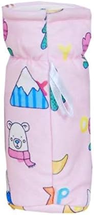 The Cheeky Kidzz Stretchable Soft Velvet Plush Attractive Overall Cartoon Prints Baby Feeding Bottle Cover with Holding Strap Suitable for 150ml 220ml 240ml 250ml Feeding Bottles(Pack of 3;BLUE,PINK,YELLOW)