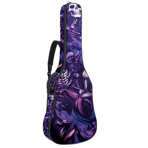 Housse pour guitare acoustique violette avec bandoulière réglable et poches