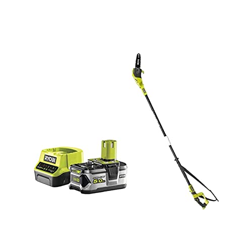Pack RYOBI Elagueur à chaine sur perche 18V One+ OPP1820-1 batterie 5.0Ah - 1 chargeur rapide 2.0Ah RC18120-150