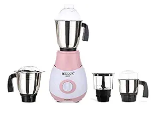 MasterClass Sanyo Riaa 600W Mixer Grinder with 3 Stainless Steel Jars and Chopper Jar (1 Wet Jar, 1 Dry Jar and 1 Chutney Jar), Pink-White.Make in India(ISI Certified)