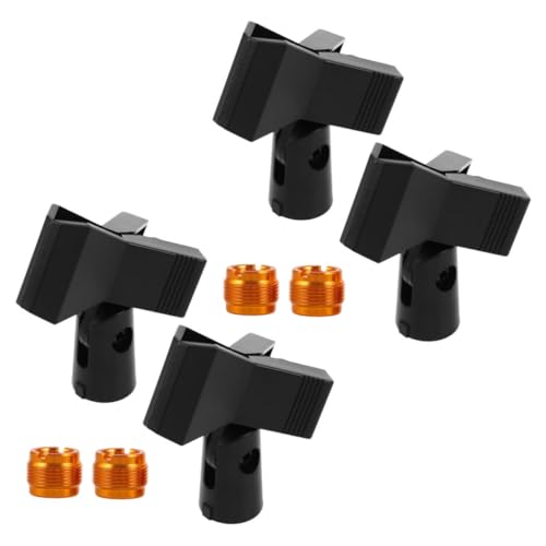 Yardwe 4sets Microphone Stand Clip -shaped Thread Secure Mic Holder Adapter for Wired Wireless Mics Stable Spring Design for Live Streaming Studio Recording