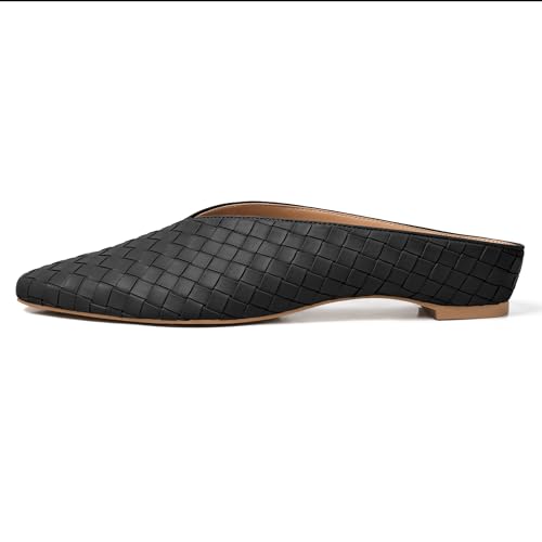 Image of Woven Mules for Women Slip on Comfortabke Metallic Slides Ladies Trendy Square Toe Hidden Wedge Mules