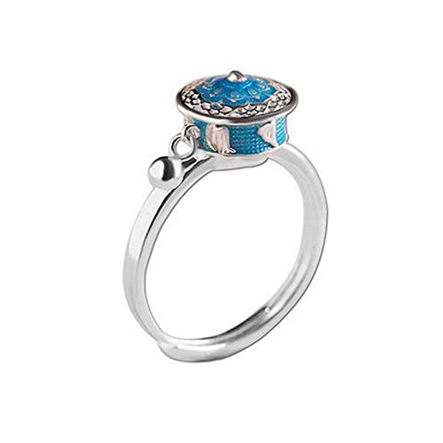 RJSQAQE Anillo giratorio de rueda de oración budista tibetano Mantra Anillo Descomprimir OM floral White