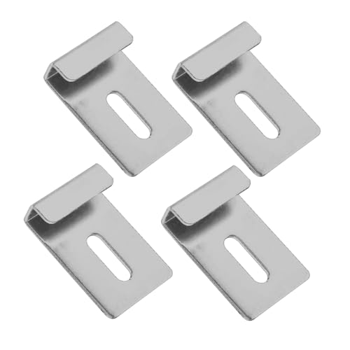 Image of Metal Mirror Holder Clip Set, 4 Pcs Silver Secure Wall Mount Brackets for Frameless Bathroom Mirrors, Glass Panels, Shelves for Home, Office, or Gym Mirrors