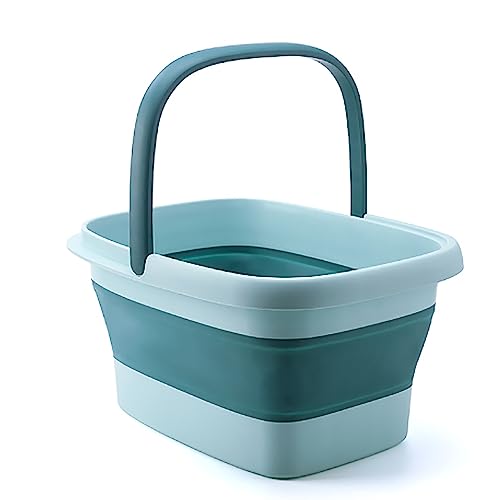 Bañera plegable para pies con masaje y asa verde miniatura 1
