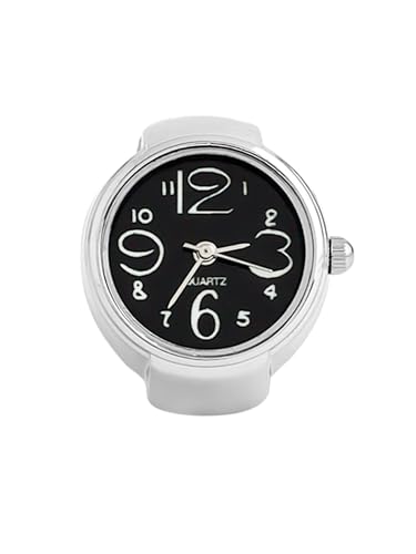 Image of Yellow Chimes Rings for Women Stainless Steel Black Dial Analog Watch Ring Stretchable Ring Watch for Women and Girls.