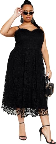 Image of City Chic Women's Plus Size Cocktail Dress - Scarlet Bustier Lace Midi