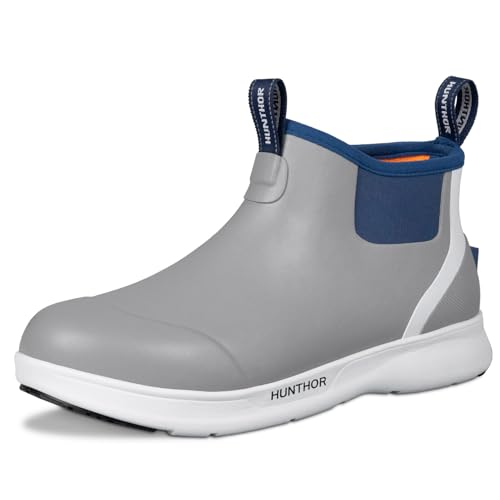 Men's Deck Boots, Anti-Slip Saltwater Fishing Waterproof Rain Boots, Rubber Boots High Traction and Performance Shoes for Sailing and Outdoors (Size 7-14)