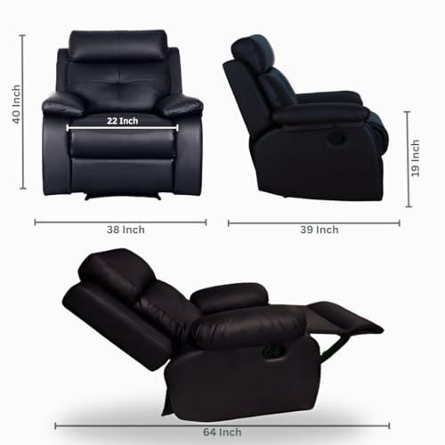 Image of Lofty Dreams Teamo Motorized Recliner Sofa 1 Seater - Easy Chair for Relaxation, Automatic Features, Luxurious Black Design, Plush Support, Durable Build, 5-Year Warranty