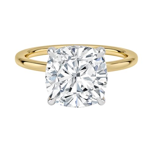 1-5 CT Cushion Moissanite Ring Colorless VVS1 10K 14K 18K Solid Gold & 925 Sterling Silver Solitaire Two Tone Pave Prong Moissanite Engagement Ring For Women