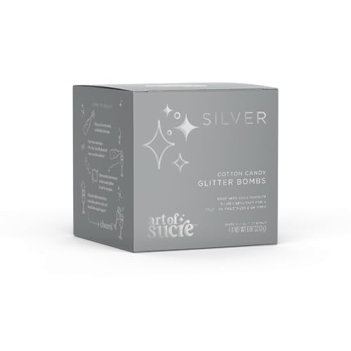 Image of Art of Sucre Silver Cotton Drink Candy Glitter Bombs, Edible Glitter, Drop into Drinks, 4 Pieces