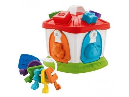 cavernedesjouets Maison Cottage des Animaux avec cles 2 en 1 - trieur, Boite a Formes Bebe - Set Jouet d'eveil 1er Age + 1 Carte